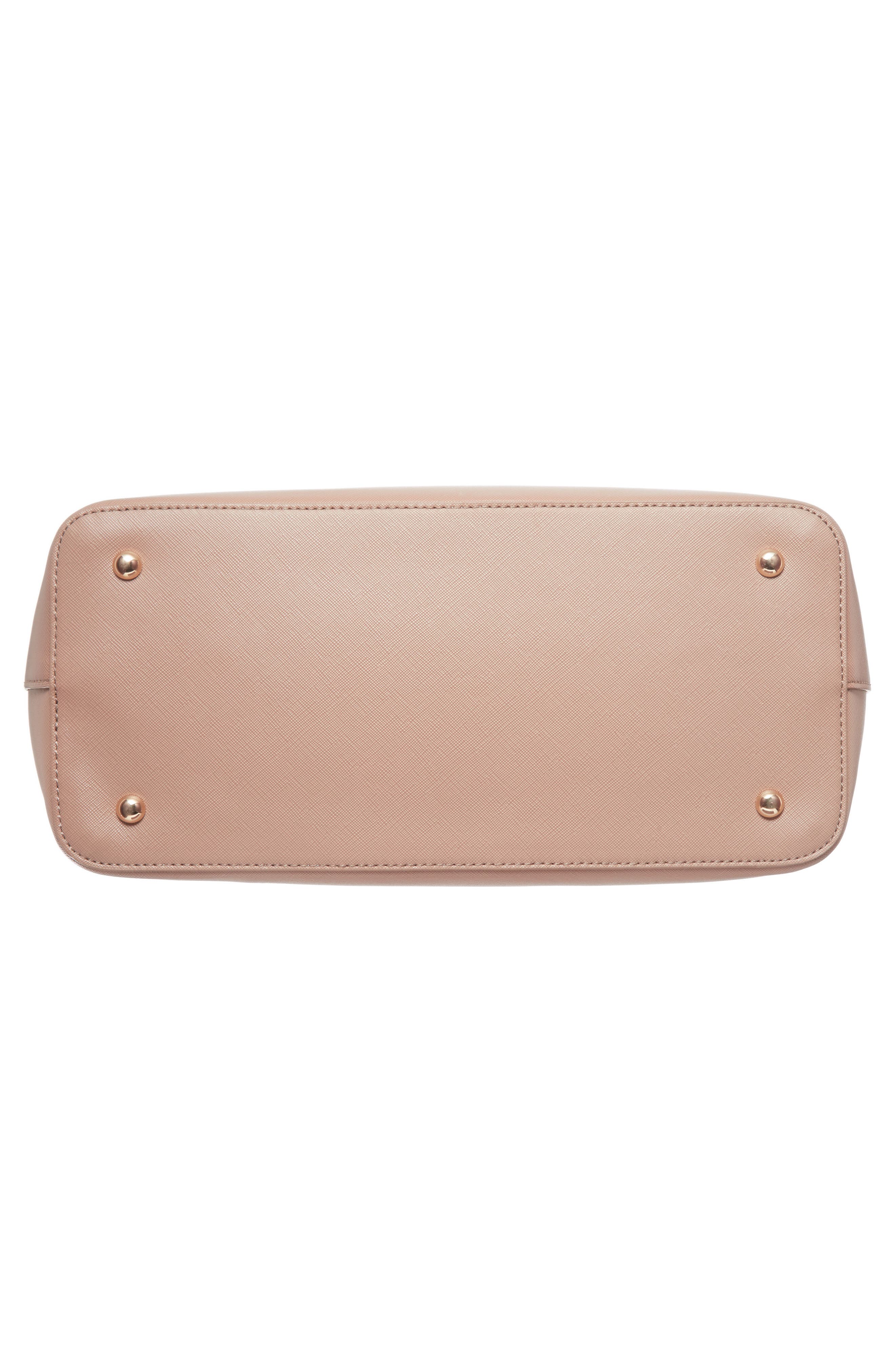 Scalloped Faux Leather Tote, Alternate, color, TAUPE