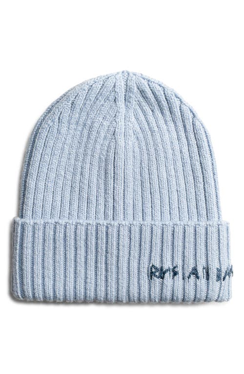 Ruslan Baginskiy Monogram Embroidered Merino Wool Beanie In Blue