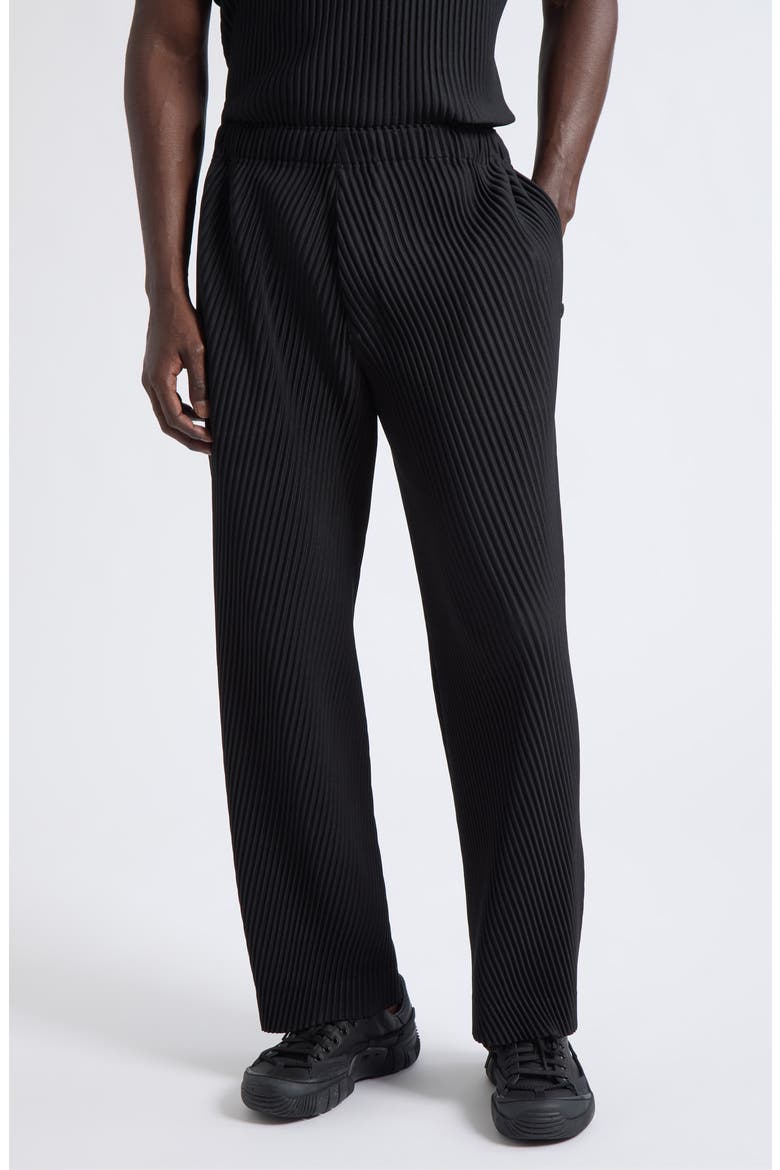Slash Diagonal Pleated Pants, Main, color, BLACK