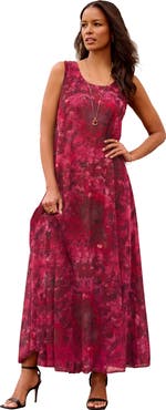Roaman's Hand Crinkled Sleeveless Dress