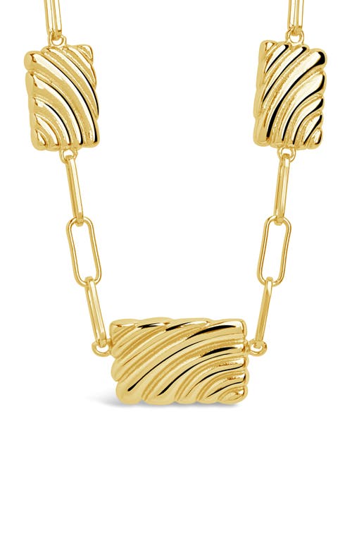Sterling Forever Hayde Triple Textured Charm Necklace In Gold