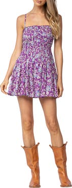 Sky to Moon Cotton Smocked Minidress