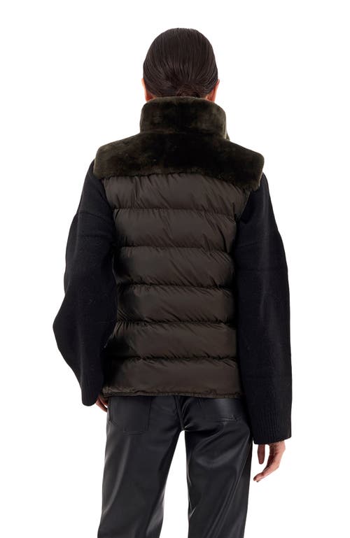 Gorski Horizontal Shearling Lamb Zip Vest With Quilted Back In Black
