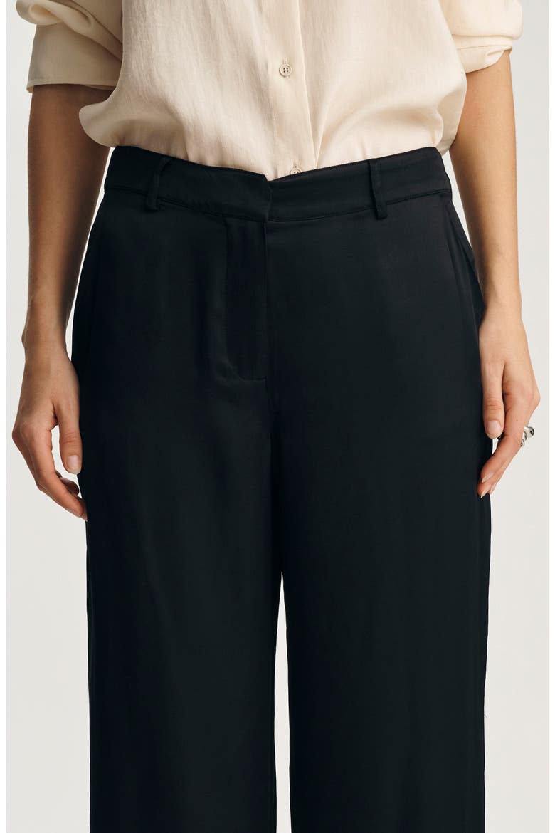 Satin Wide Leg Pants, Alternate, color, BLACK