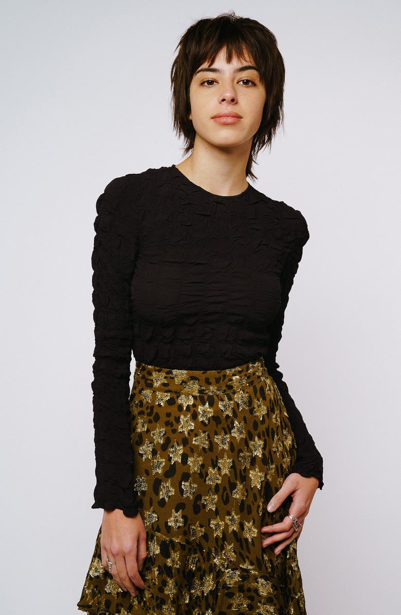 CIEBON Janet Smocked Long Sleeve Top, Alternate, color, Black