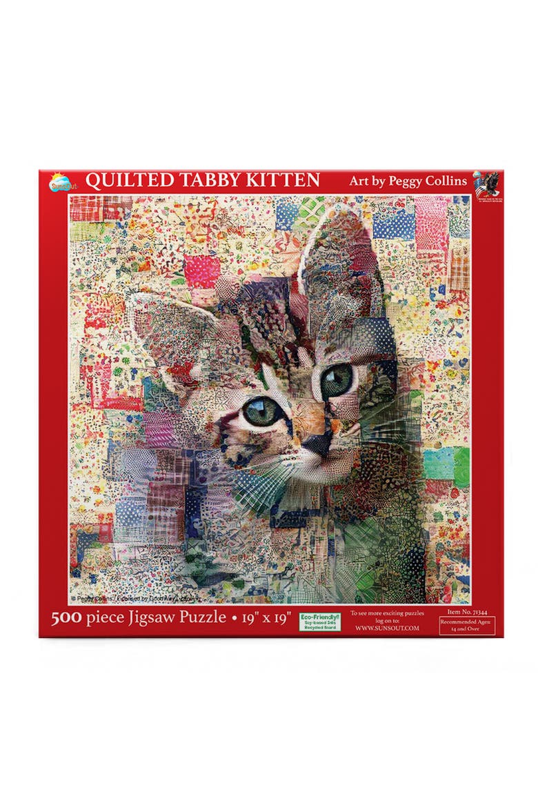 Quilted tabby Kitten 500 piece Jigsaw Puzzle for Adults, Alternate, color, Multicolor