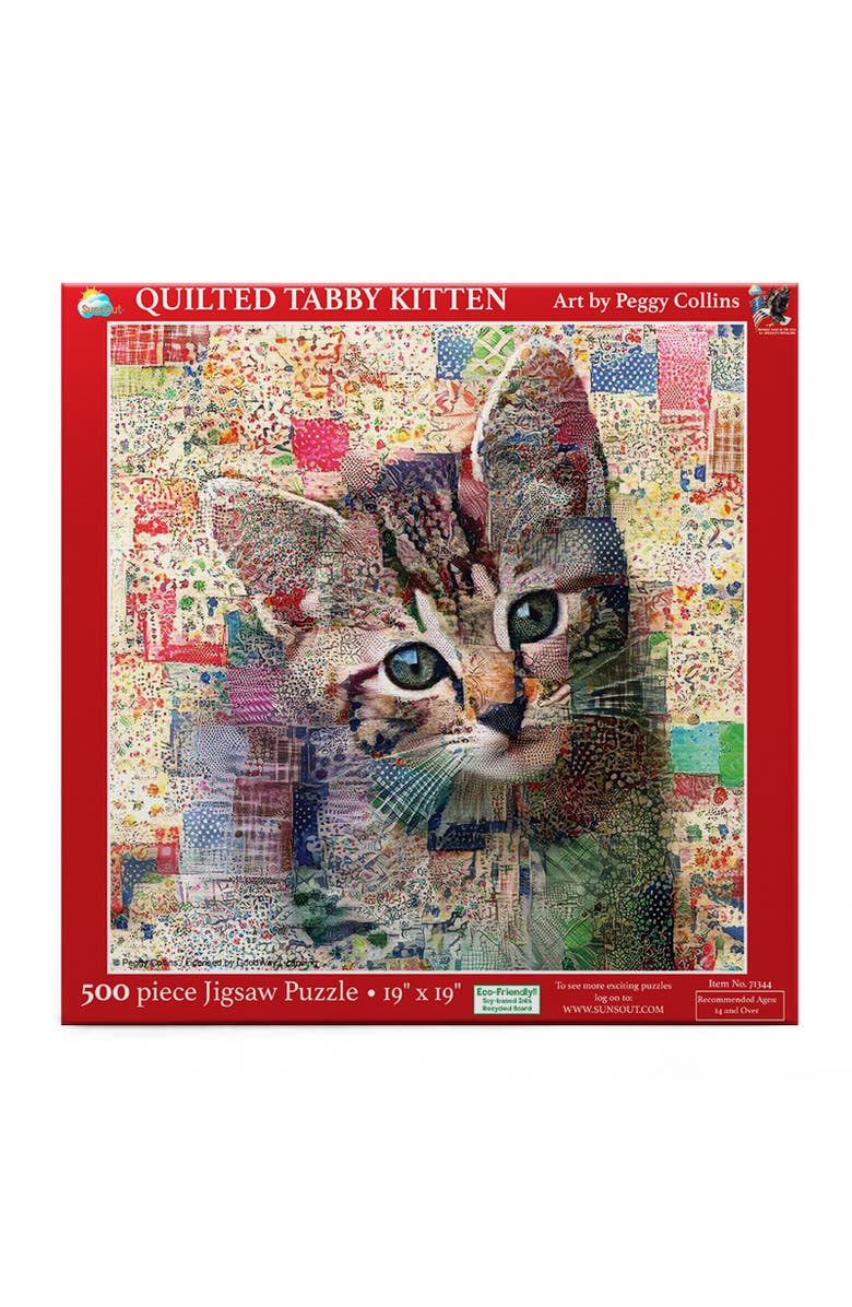 Sunsout Quilted tabby Kitten 500 piece Jigsaw Puzzle for Adults, Alternate, color, Multicolor