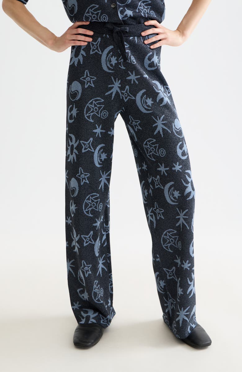 Scotch & Soda Metallic Jacquard Pants, Main, color, Cosmic Sky Spaced Carbon
