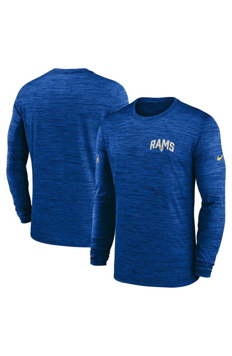 Nike Men's Nike Royal Los Angeles Rams Sideline Velocity Athletic Stack Performance Long Sleeve T-Shirt, Main, color, Royal