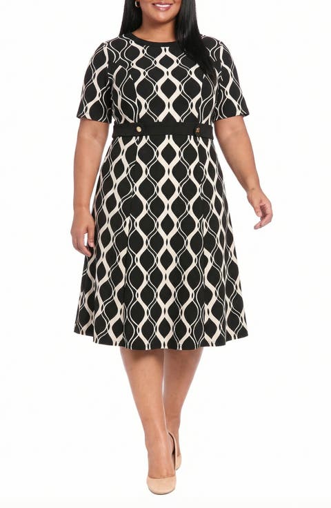 Side Tab Fit & Flare Dress (Plus)