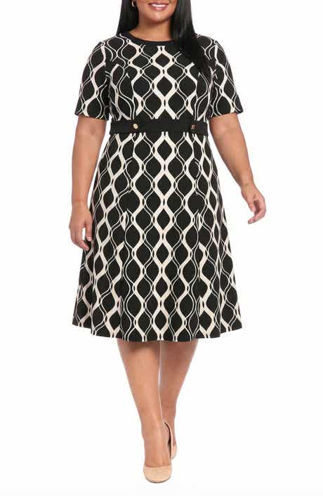 London Times Side Tab Fit & Flare Dress