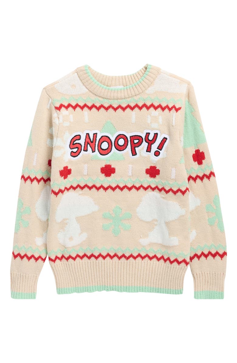 ASSORTED Kids' Snoopy Christmas Sweater, Main, color, Beige