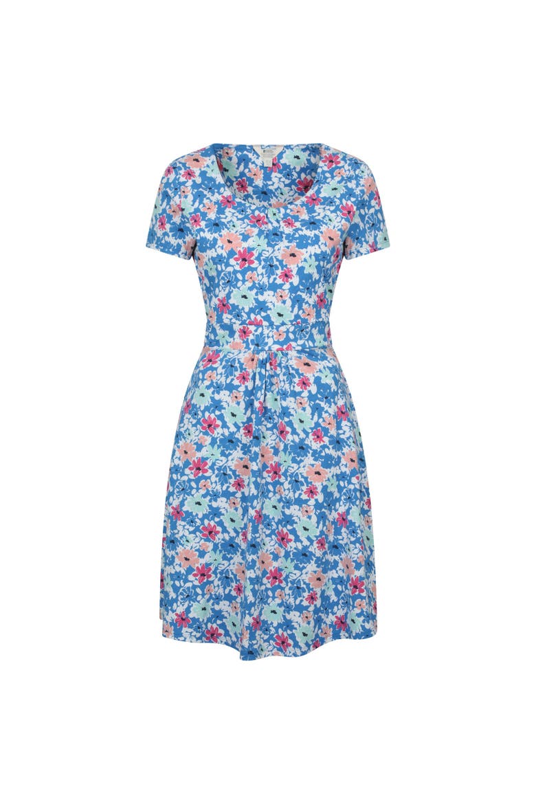 Orchid Floral UV Dress, Main, color, Bright Blue