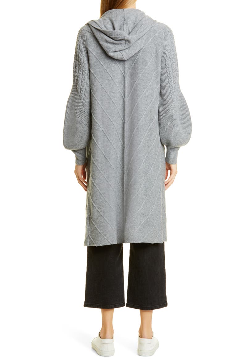Hazel Hooded Wool Blend Sweater Coat, Alternate, color, HEATHER GREY
