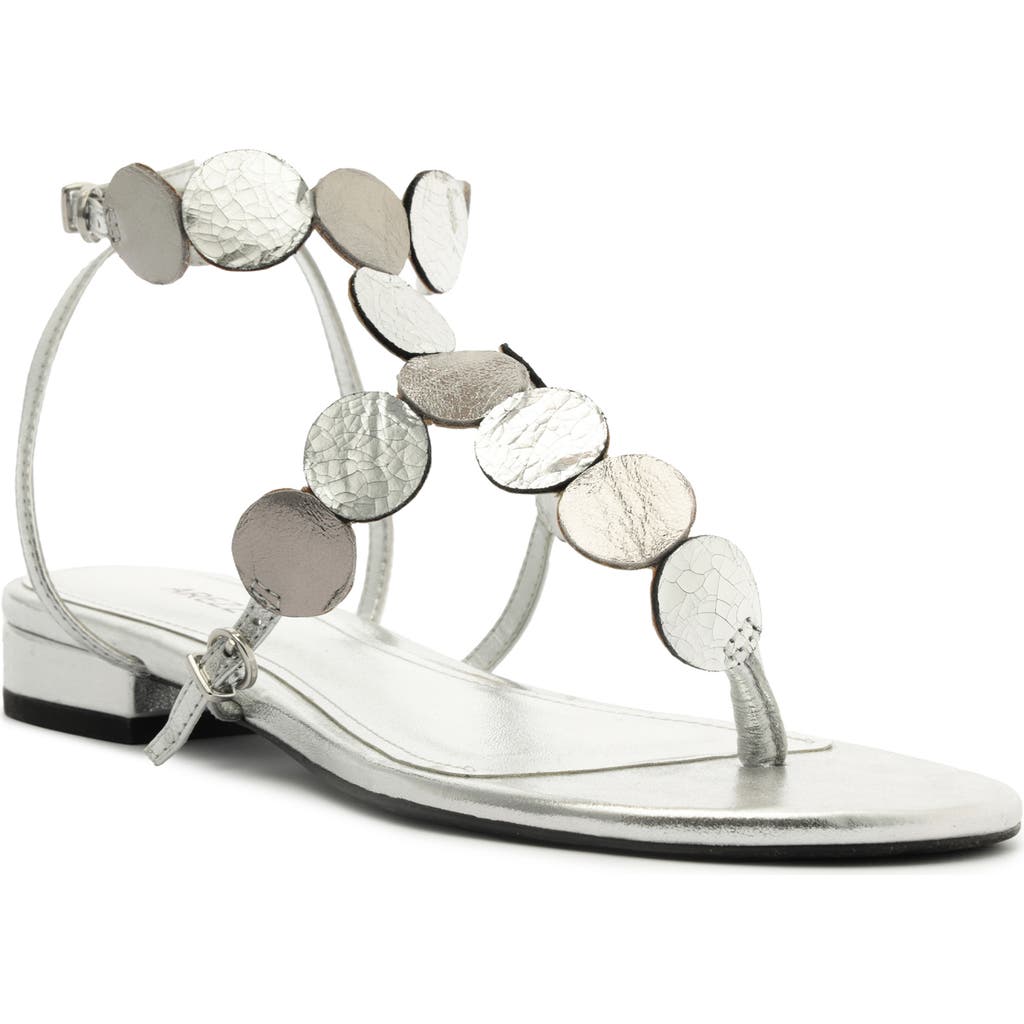 Arezzo Holly Low Block Sandal In Silver