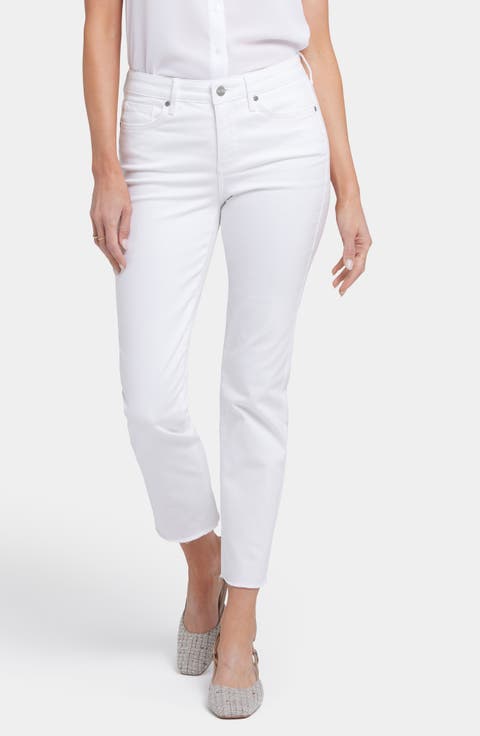 Sheri Raw Hem Ankle Slim Jeans (Optic White)