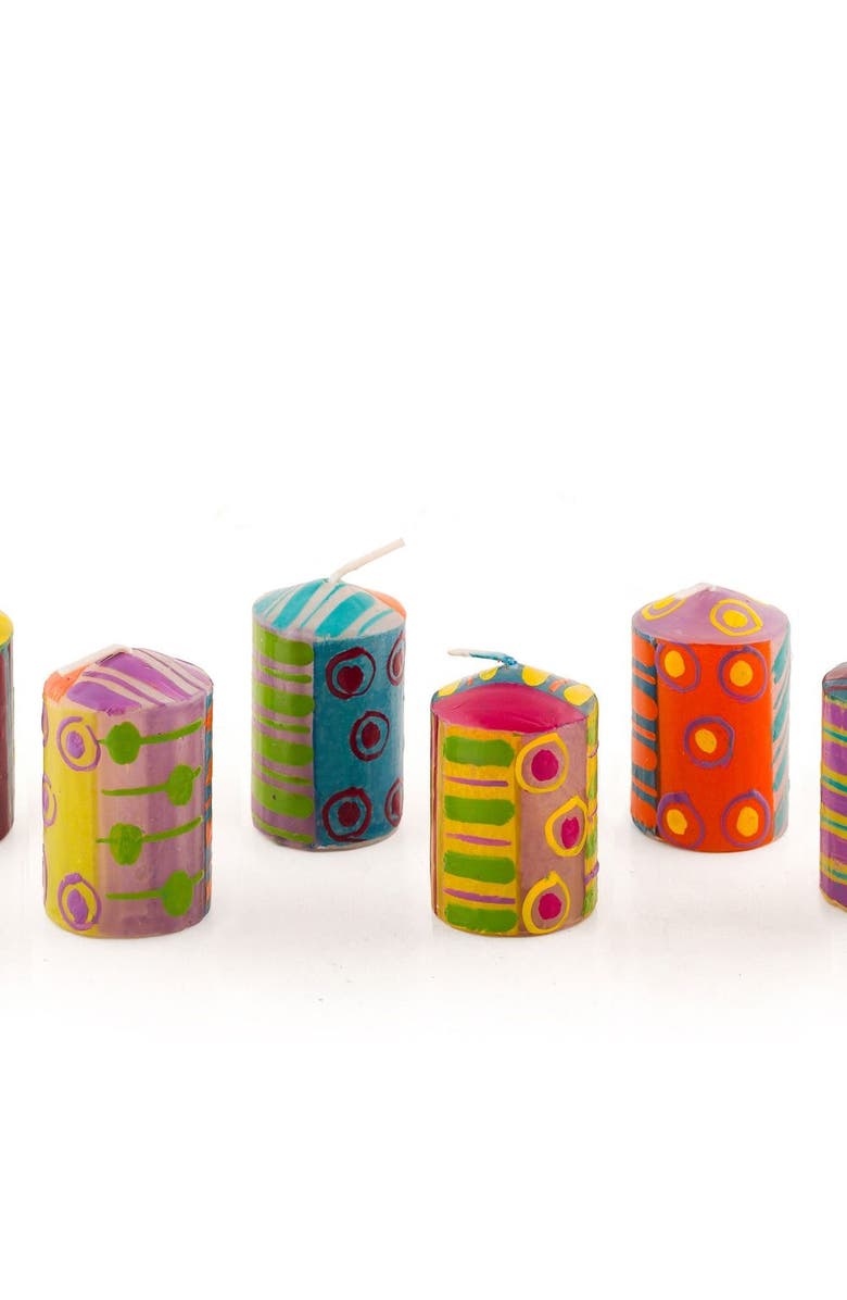 Thumbprint Artifacts Carousel Painted Voltive Candles - Set of 6, Main, color, Carousel - 2"
