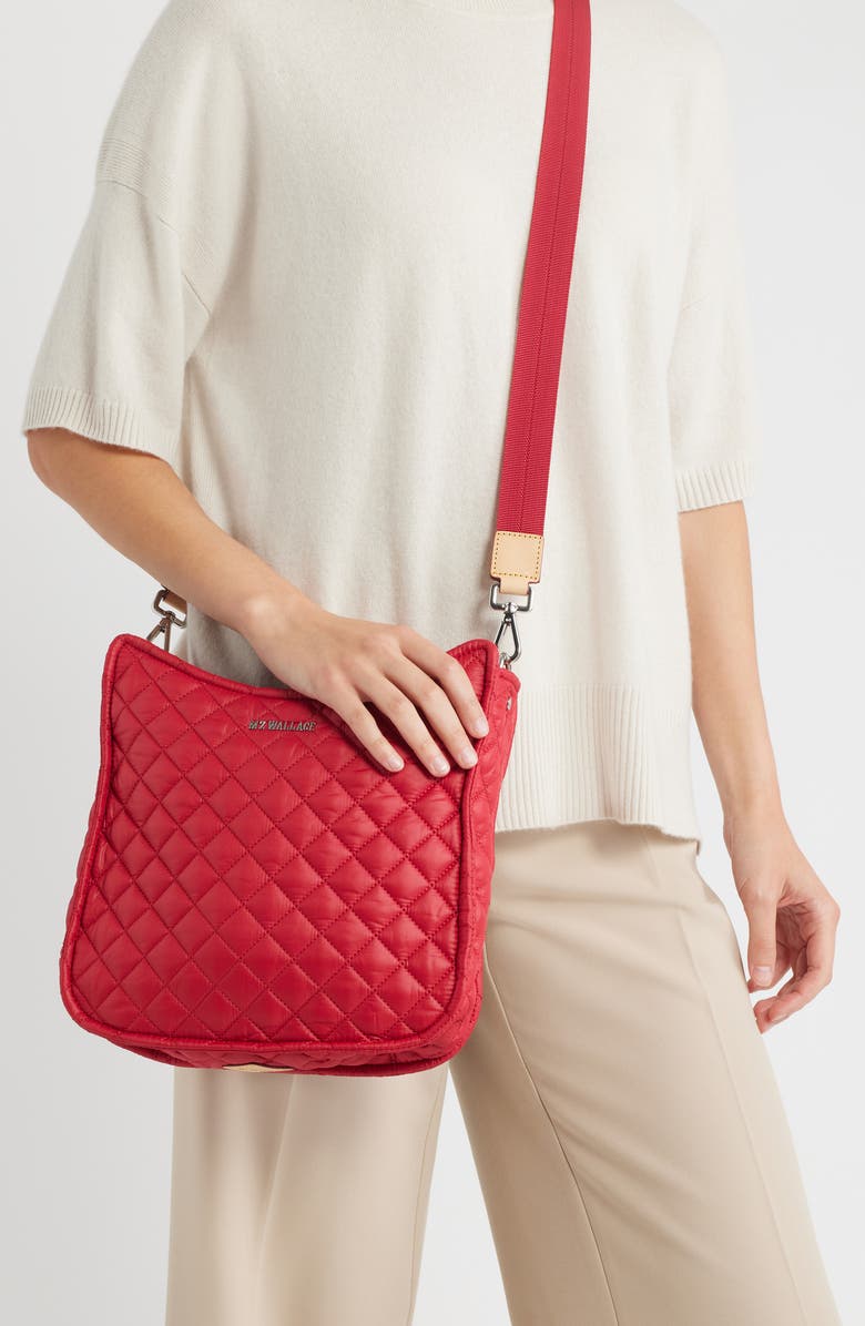 MZ Wallace Quilted Nylon Box Crossbody Bag, Alternate, color, Apple