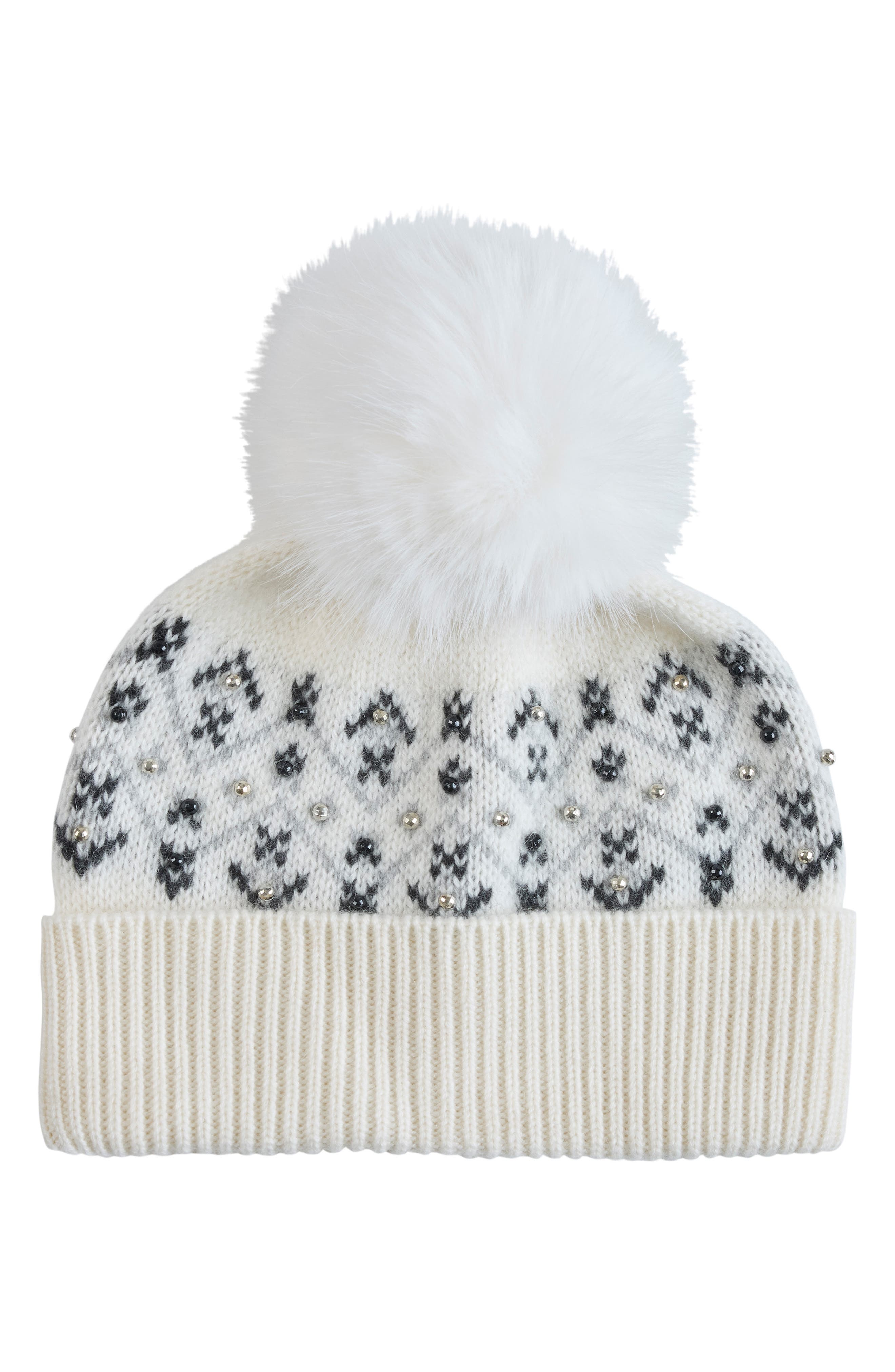 Fair Isle Beaded Cashmere Beanie
