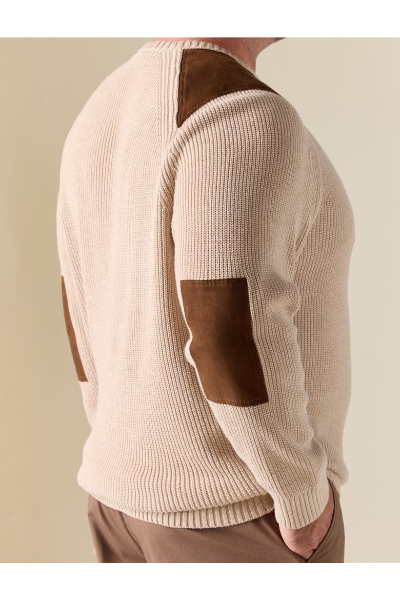 Big & Tall Crewneck Patch Sweater, Alternate, color, OATMEAL HEATHER