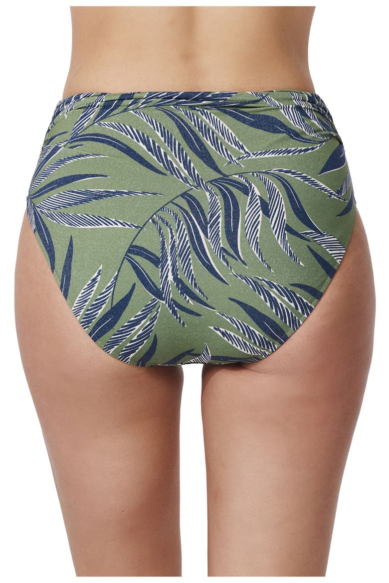 La Palm Shirred High Waist Swim Bottom, Alternate, color, Dusk-Green