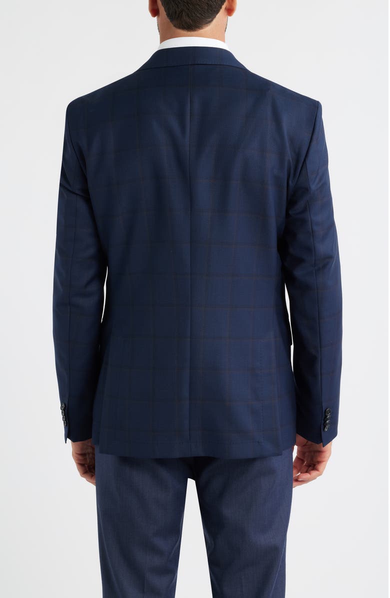 BOSS Hutson Slim Fit Navy Windowpane Check Wool Sport Coat, Alternate, color, Dark Blue
