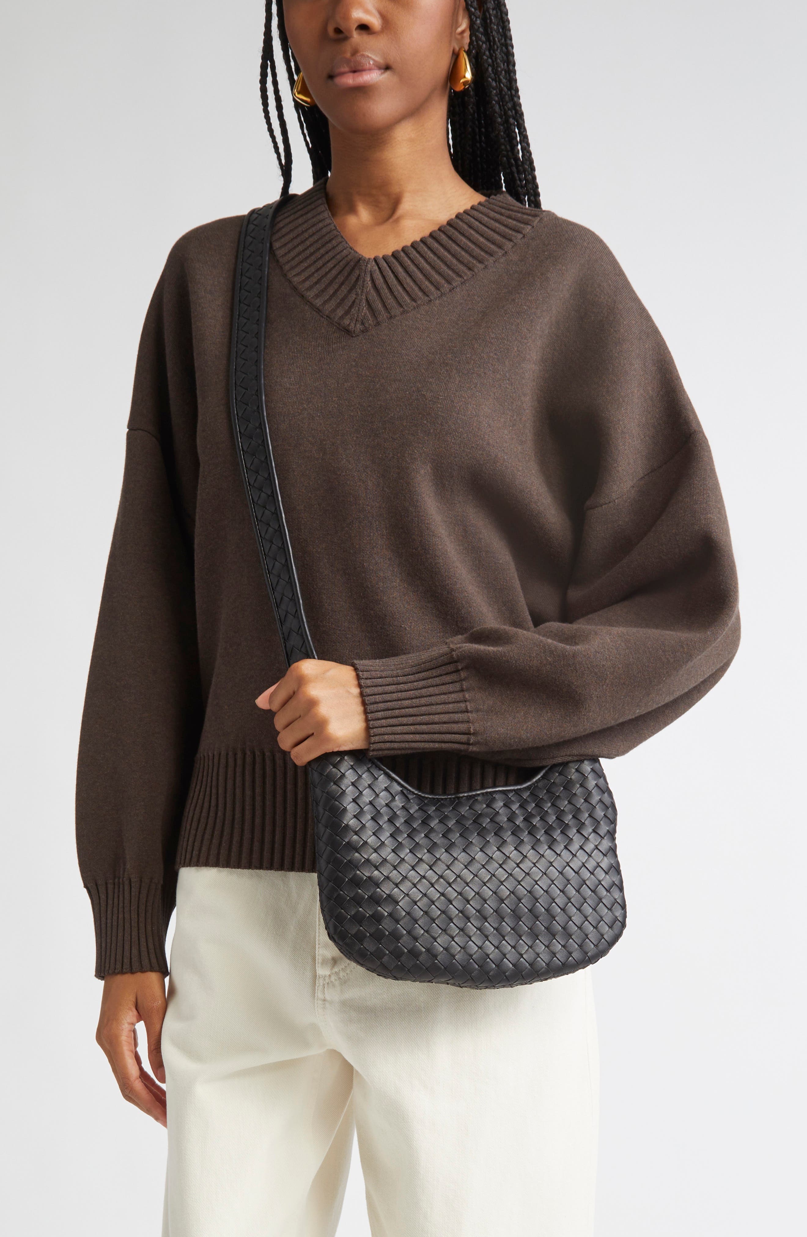 Bottega Veneta Small Fluffy Intrecciato Leather Crossbody Bag, Alternate, color, 