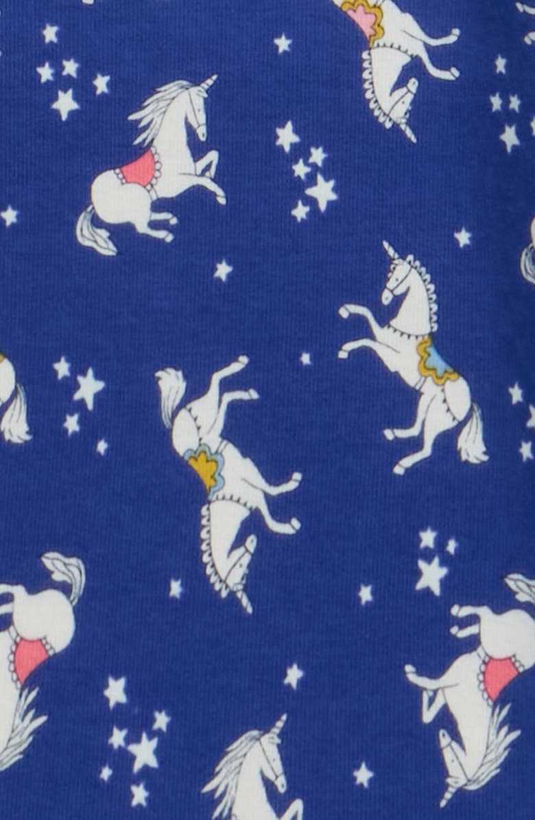 Mini Boden Kids' Glow in the Dark Fitted Two-Piece Cotton Pajamas, Alternate, color, Mazarine Blue Unicorns
