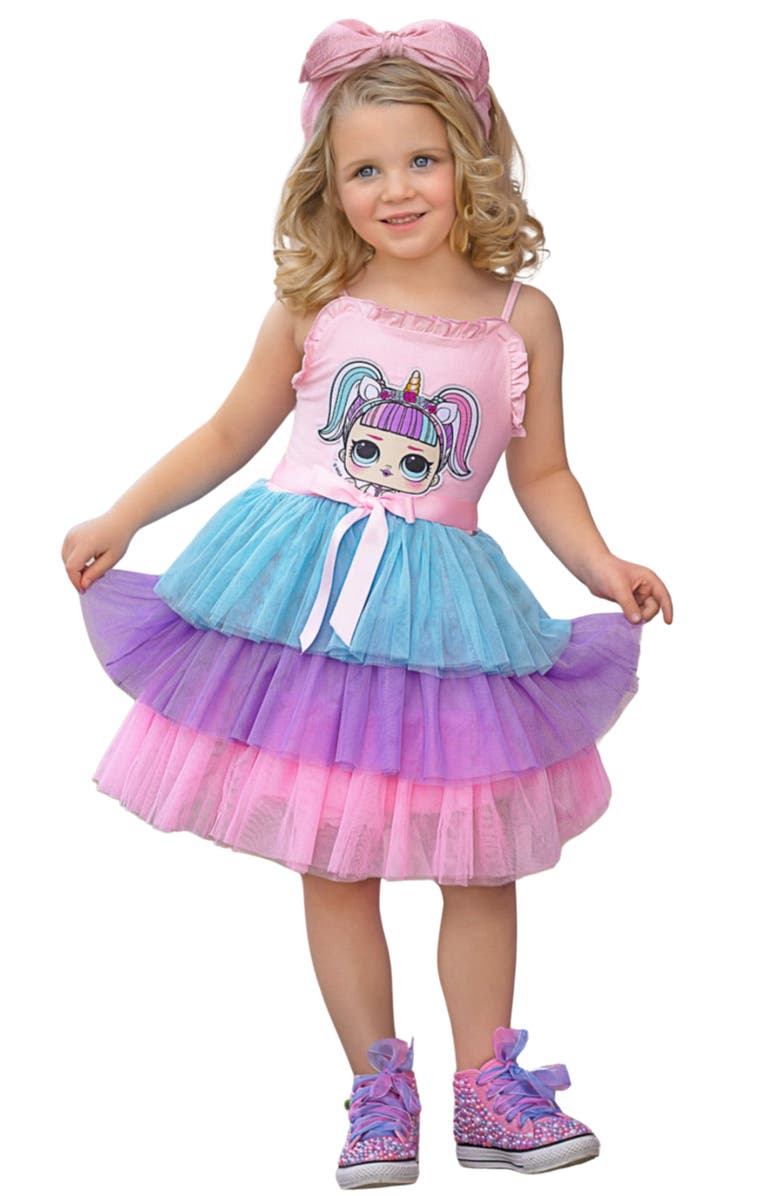 Mia Belle Girls L.O.L. SURPRISE! Unicorn Casual Tutu Dress, Main, color, Pink