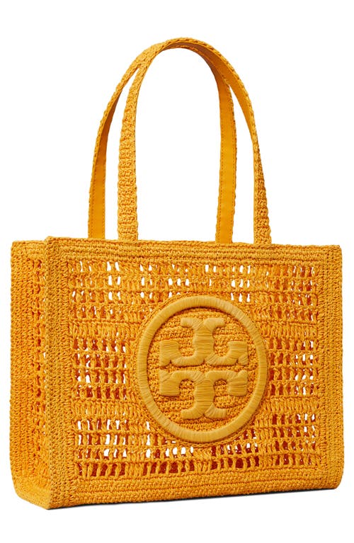 Tory Burch 'ella' Orange Shopper With Woven Design And Embroidered Logo On The Front In Raffia Woman In Peachy