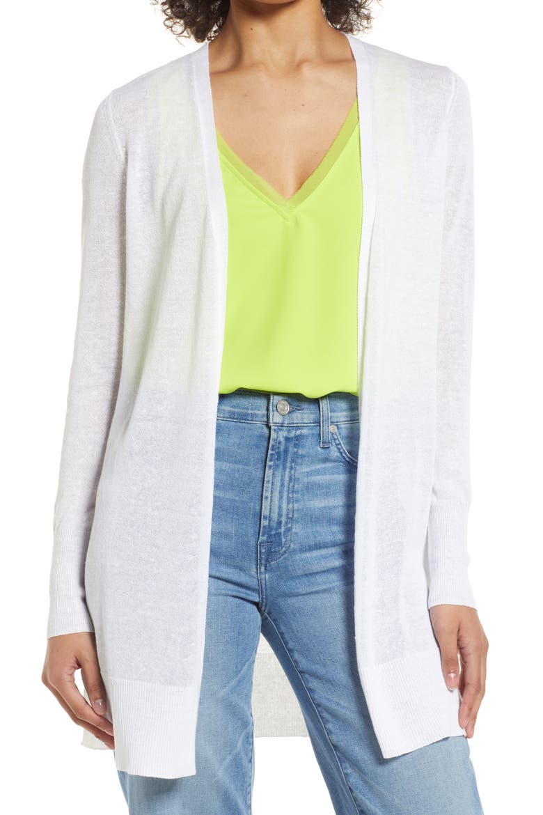 Side Slit Cardigan, Main, color, WHITE