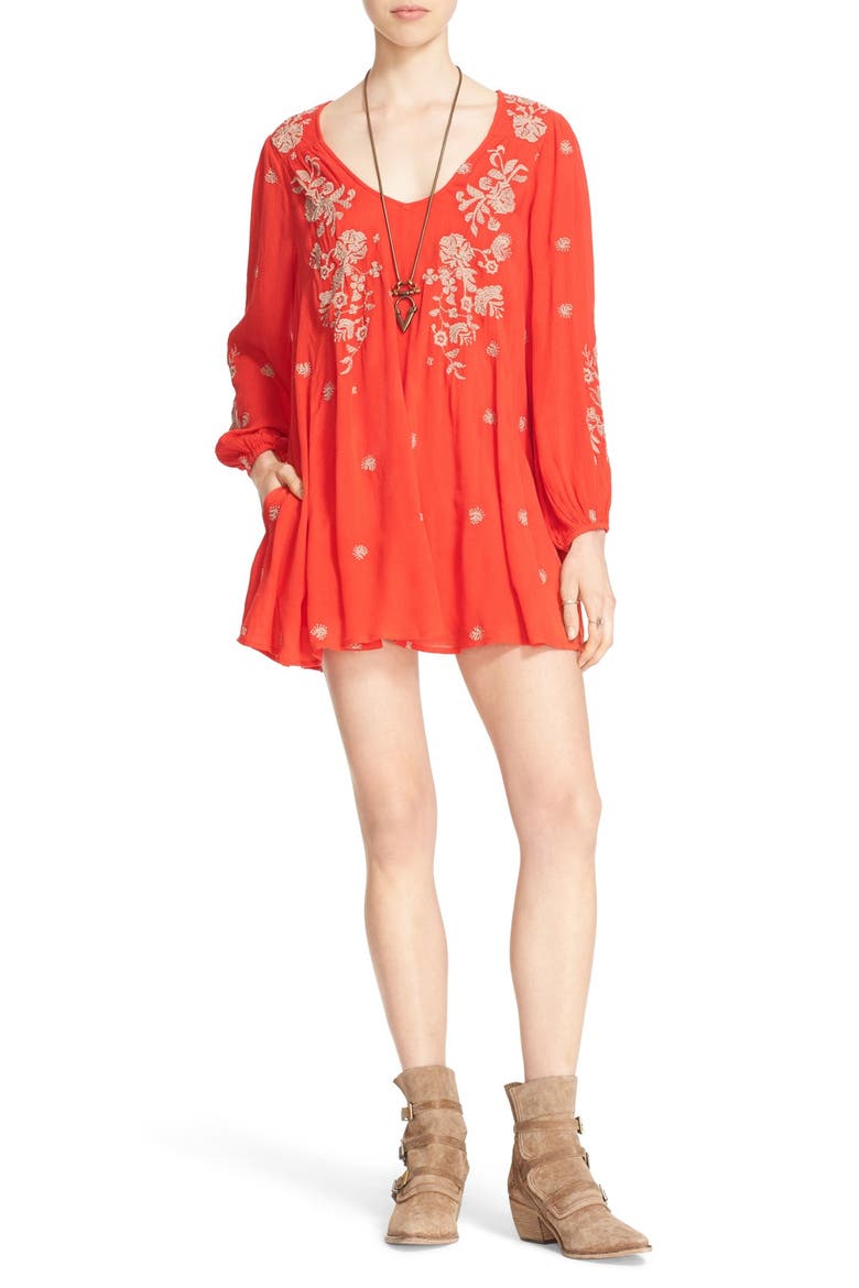 'Sweet Tennessee' Embroidered Minidress, Main, color, RED COMBO