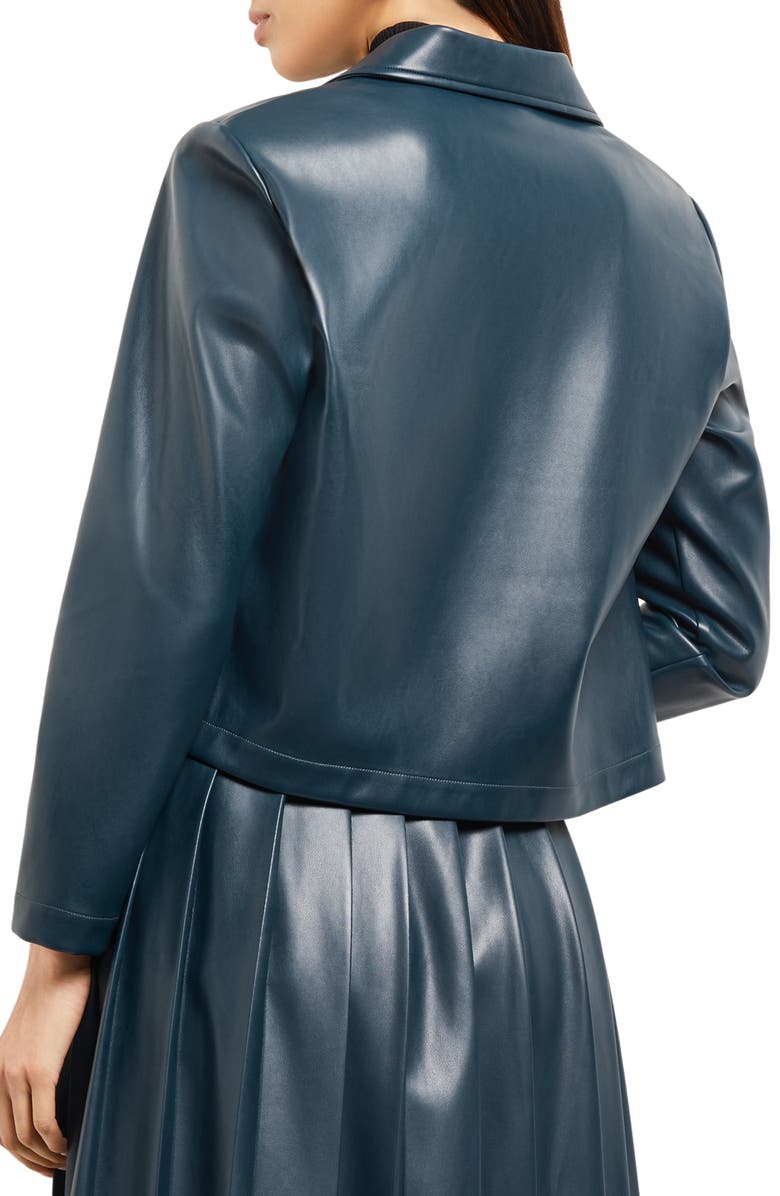 Misook Faux Leather Crop Blazer, Alternate, color, 