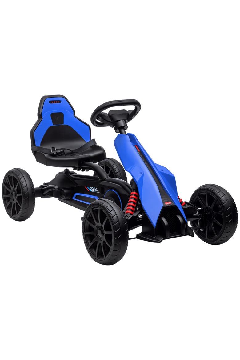 Kids Pedal Go Kart with Adjustable Seat Swing Axle Handbrake EVA Wheels, Main, color, Blue