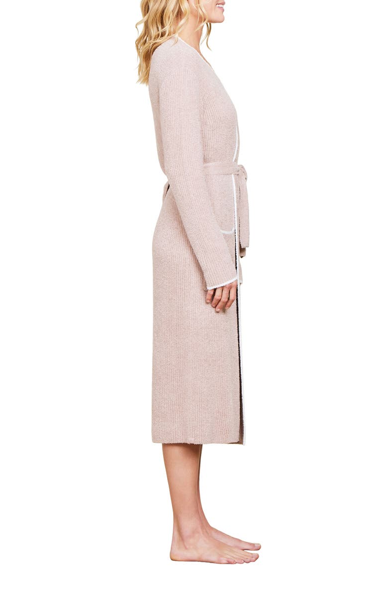 Barefoot Dreams<sup>®</sup> CozyChic<sup>™</sup> Lite<sup>®</sup> Contrast Stripe Ribbed Robe, Alternate, color, Willow-Pearl