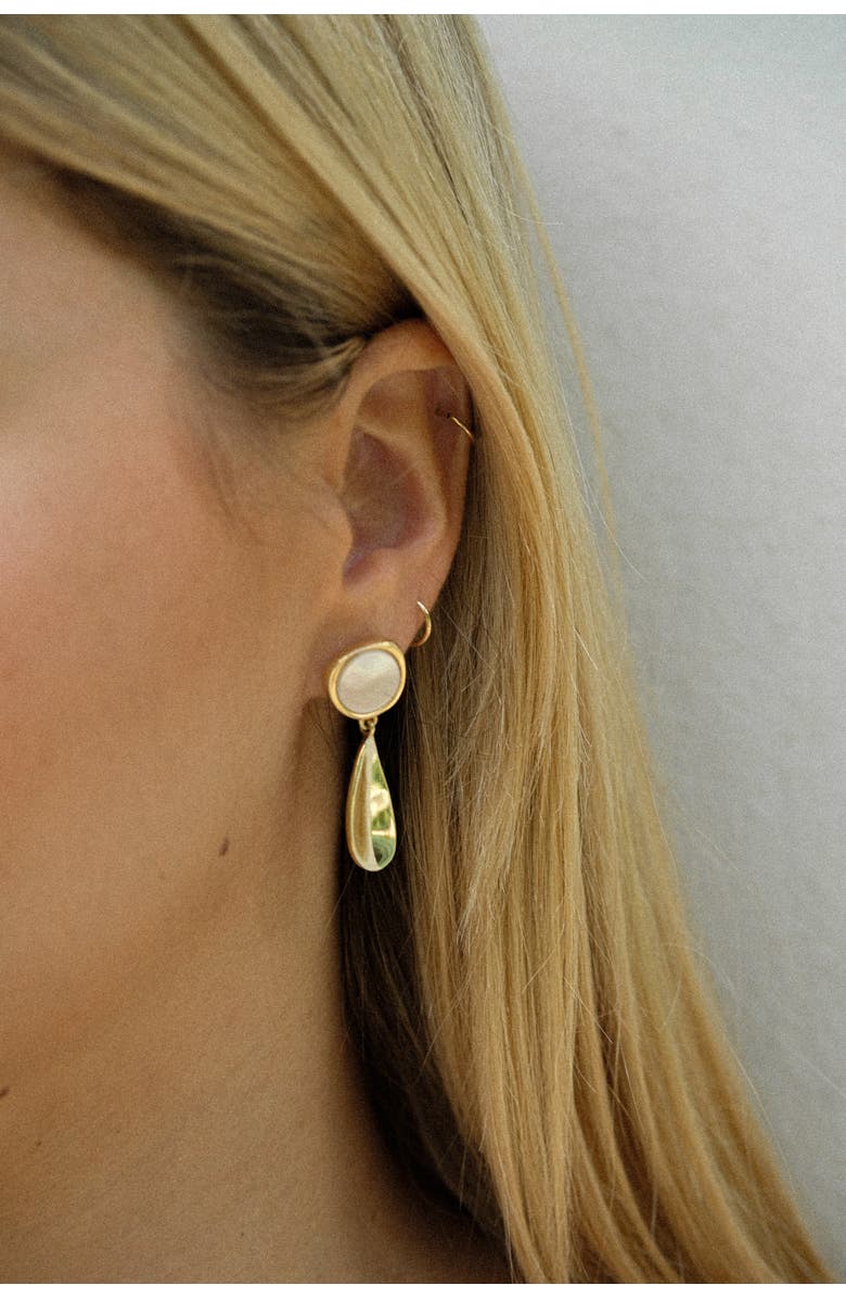 MUNS Leonora Pearl Earrings, Alternate, color, Gold Vermeil