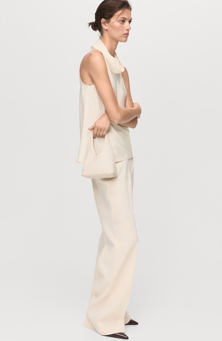 MANGO Drape Neck Sleeveless Top, Alternate, color, Ecru