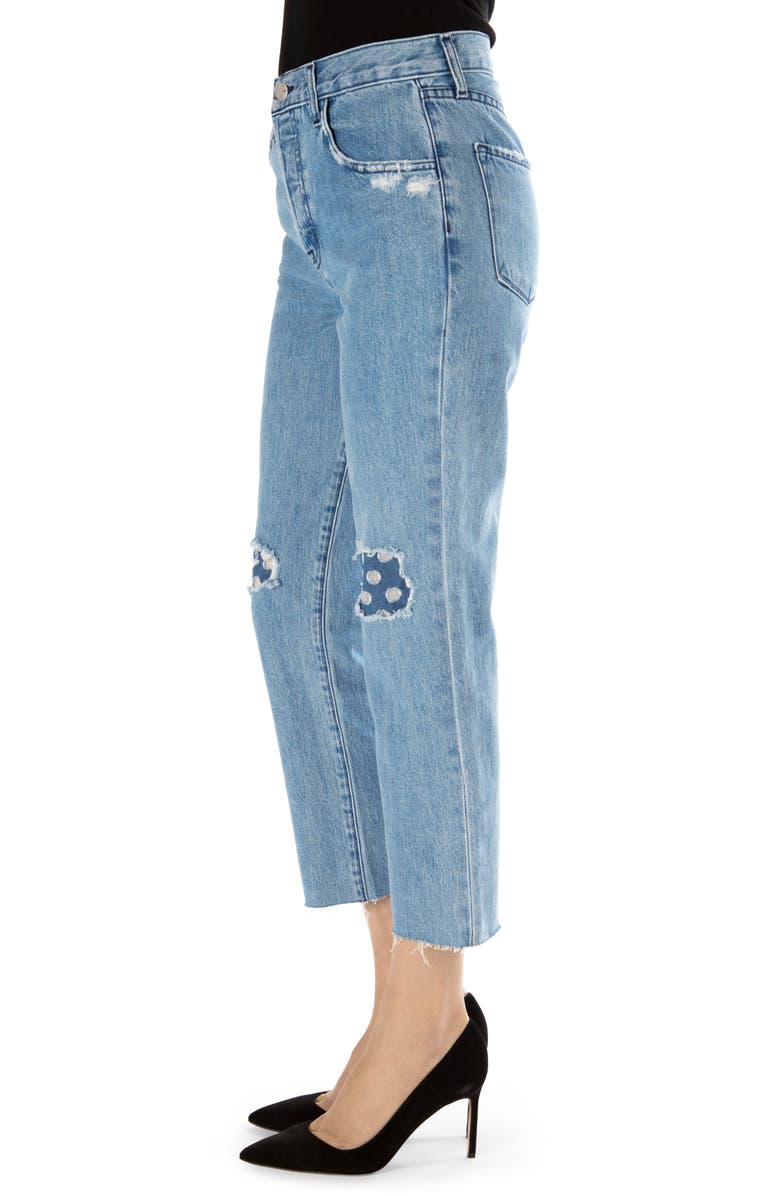 J Brand Wynne High Waist Crop Straight Leg Jeans, Alternate, color, Ambitious Destruct