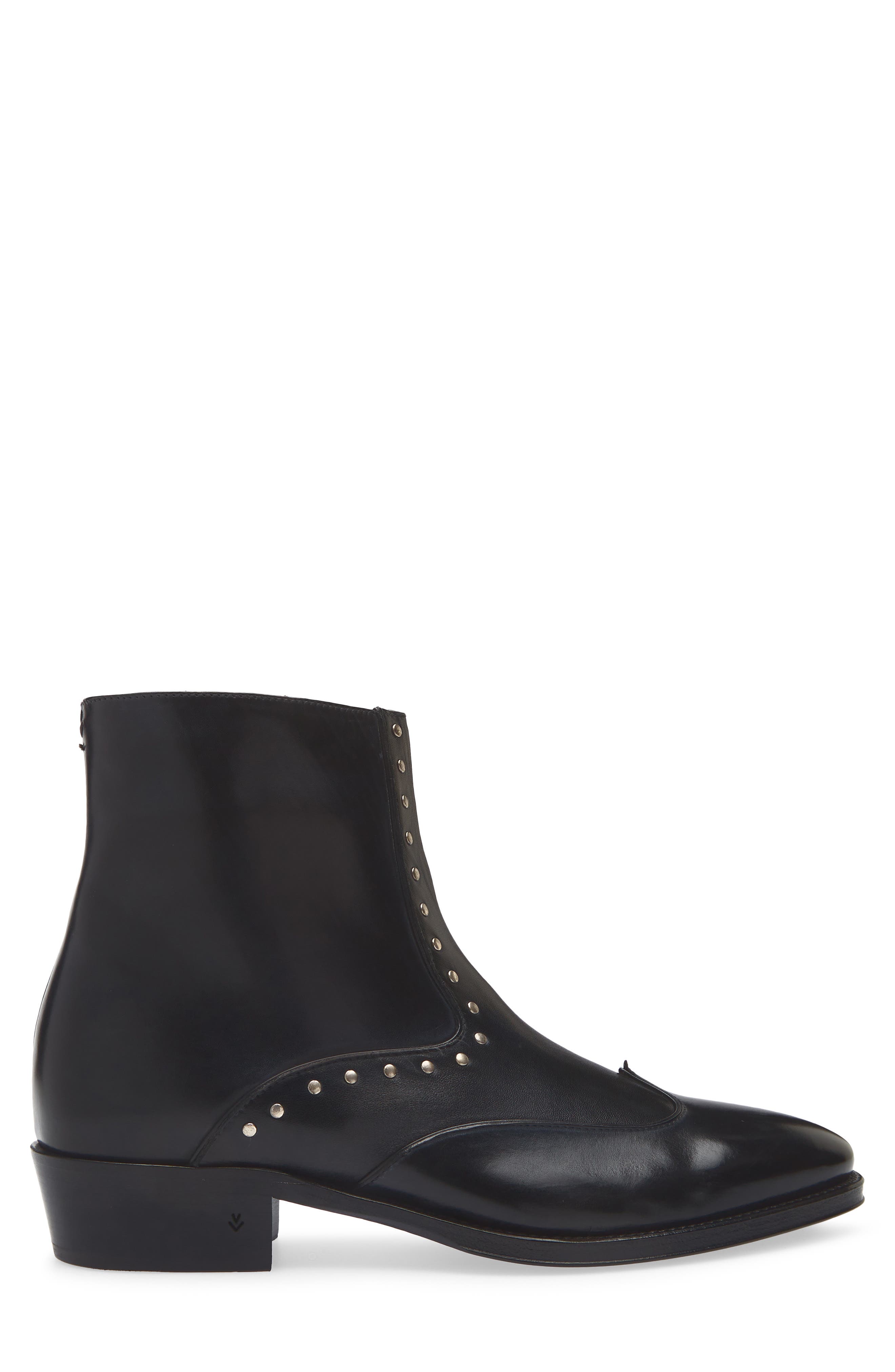 John Varvatos Ludlow Stud Wingtip Zip Boot, Alternate, color, Black