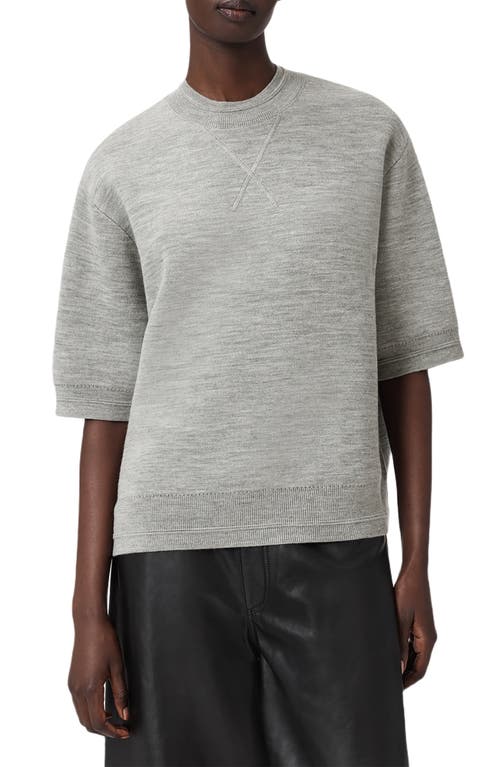 Allsaints Nika Elbow Sleeve Wool Sweatshirt In Gray