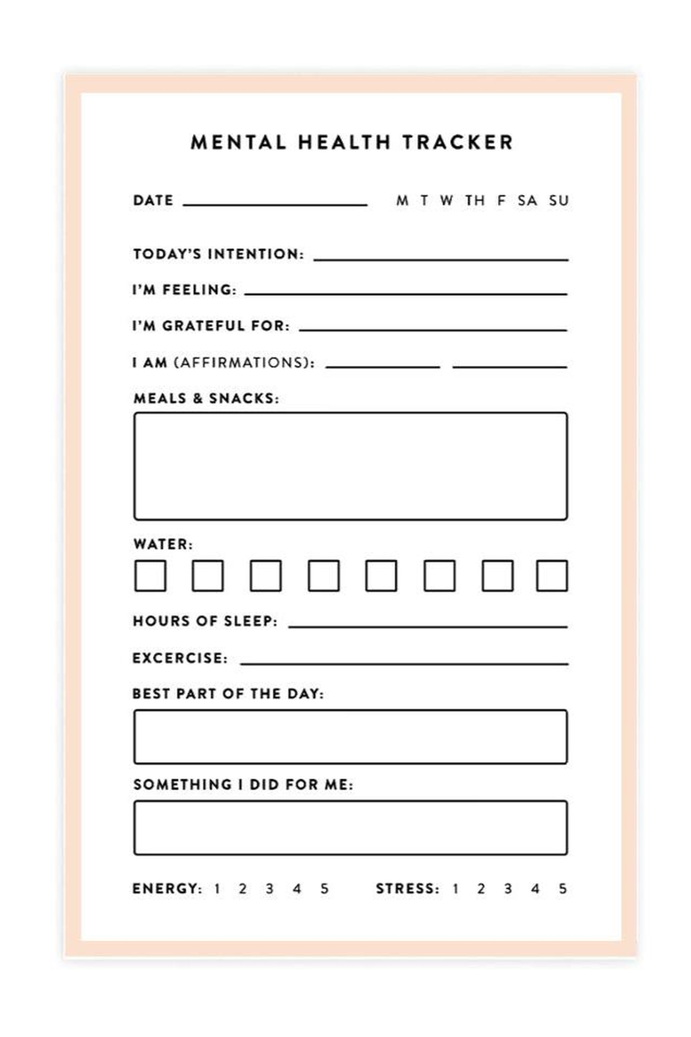 Mental Health Tracker Notepad, Main, color, Off-white And Peach