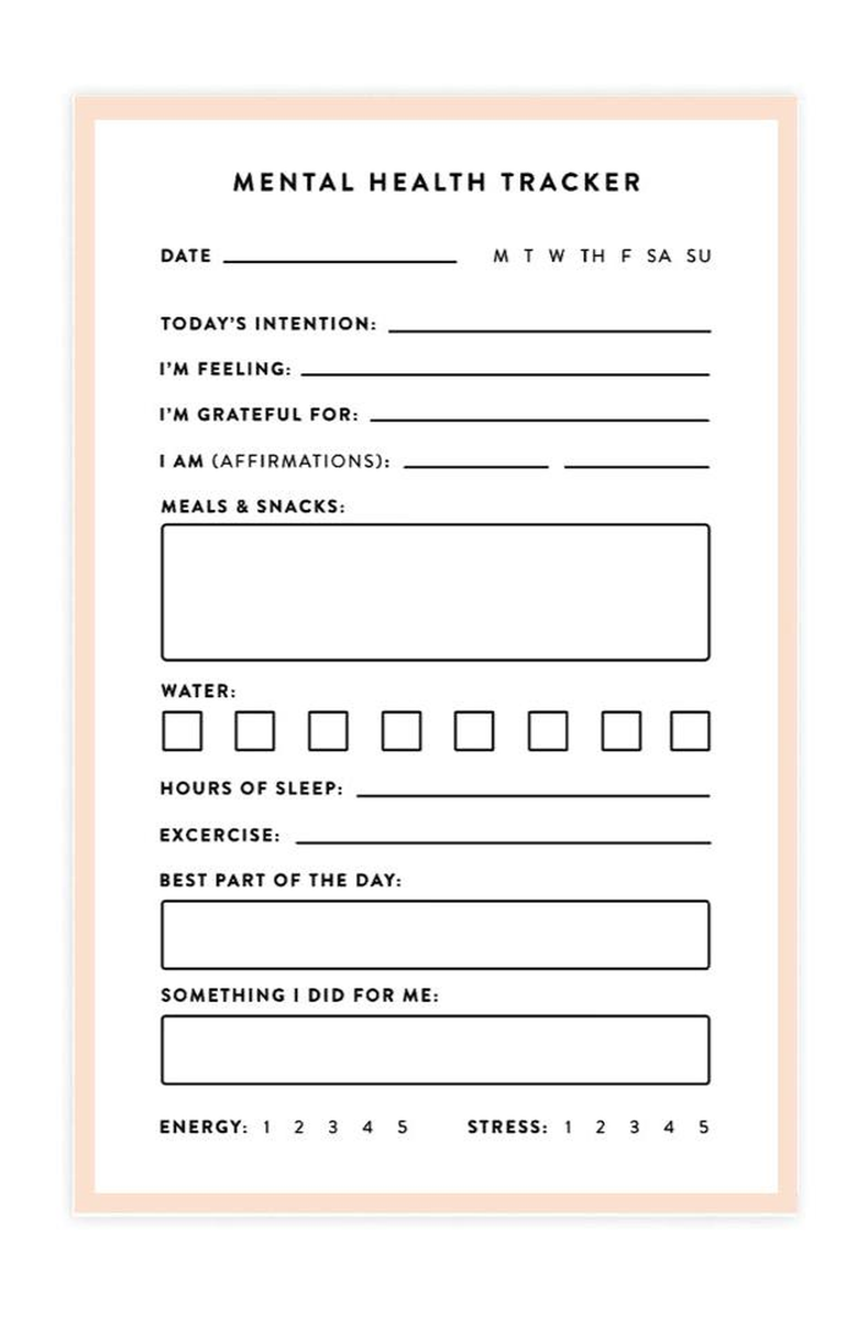 Joy Paper Co. Mental Health Tracker Notepad, Main, color, Off-White And Peach