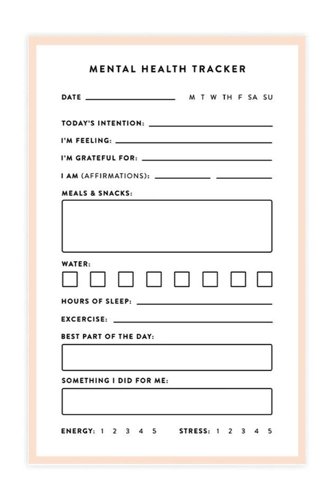 Mental Health Tracker Notepad