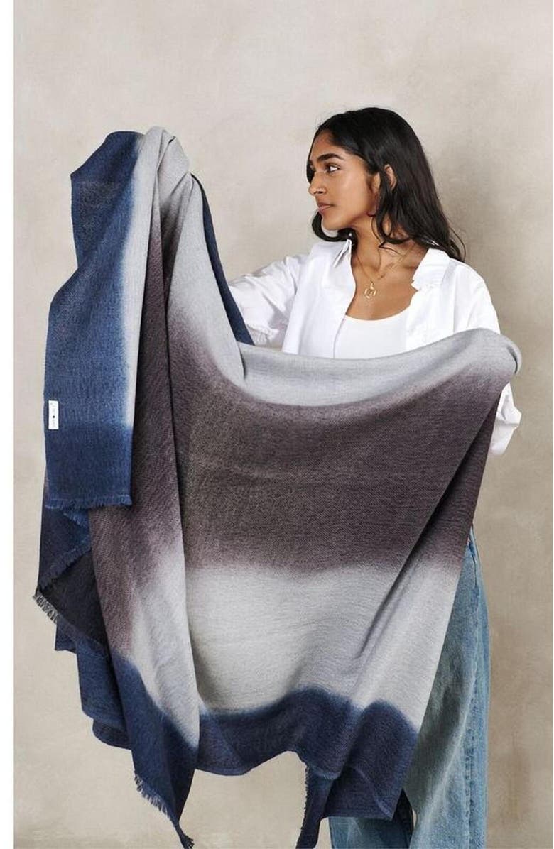Studio Variously Handloom Handspun Merino Throw, Alternate, color, Blue