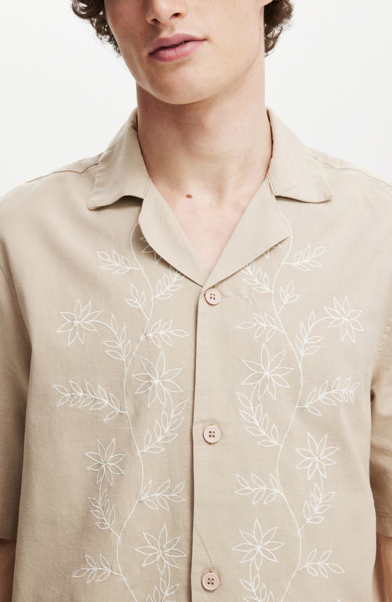 Cotton On Cabana Cotton Camp Shirt, Alternate, color, Taupe Floral