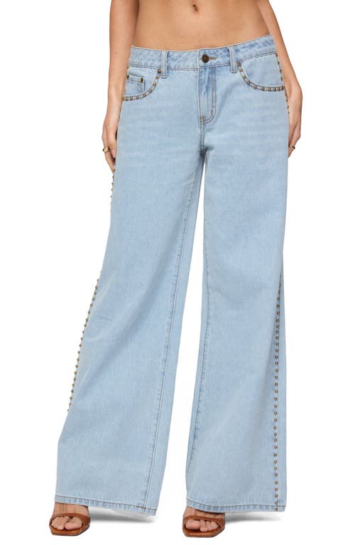 Shop Edikted Stassie Stud Low Rise Wide Leg Jeans