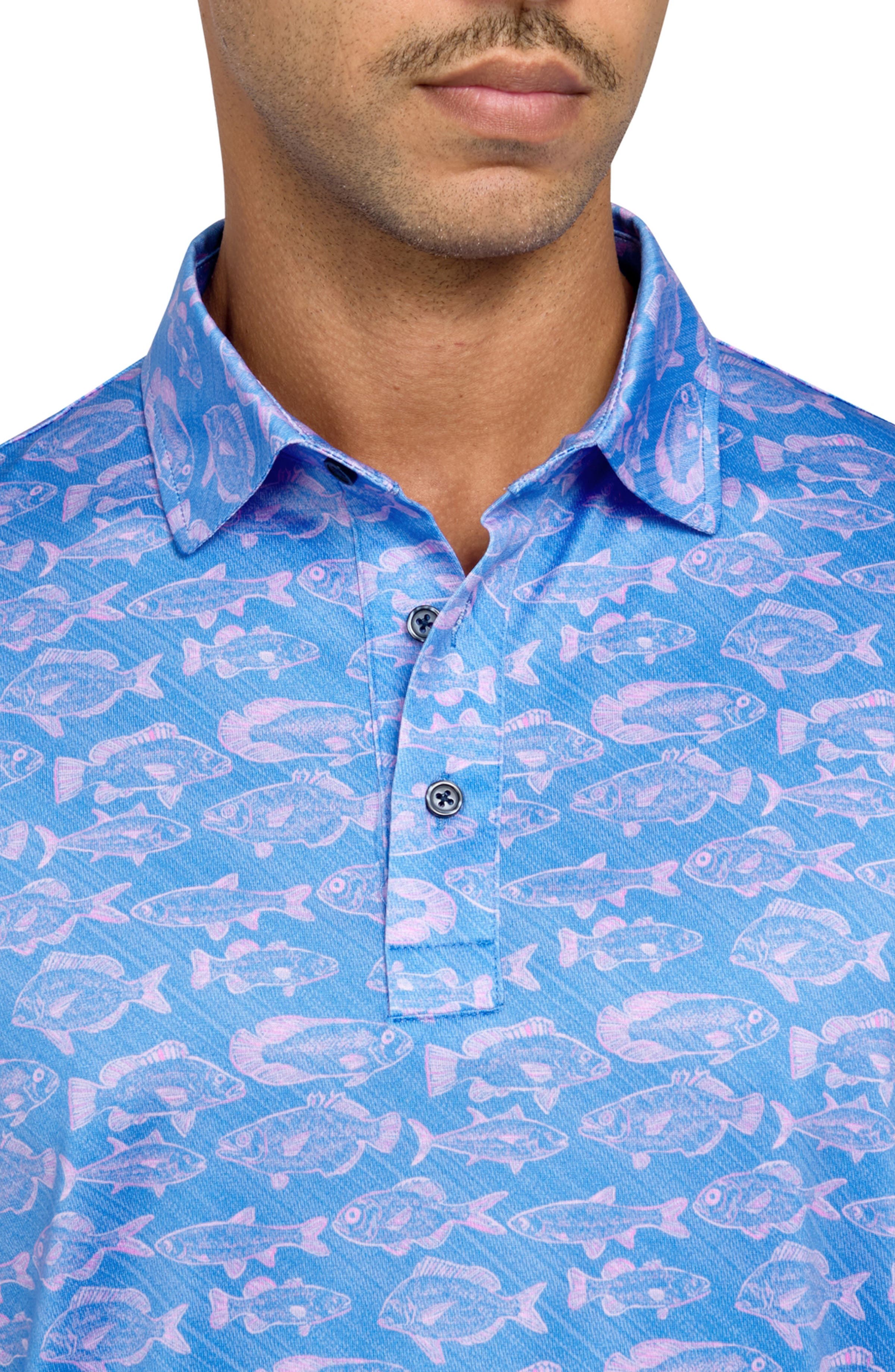 Regular Fit Regular Fit Fish Print Recycled Performance Golf Polo - image 2
