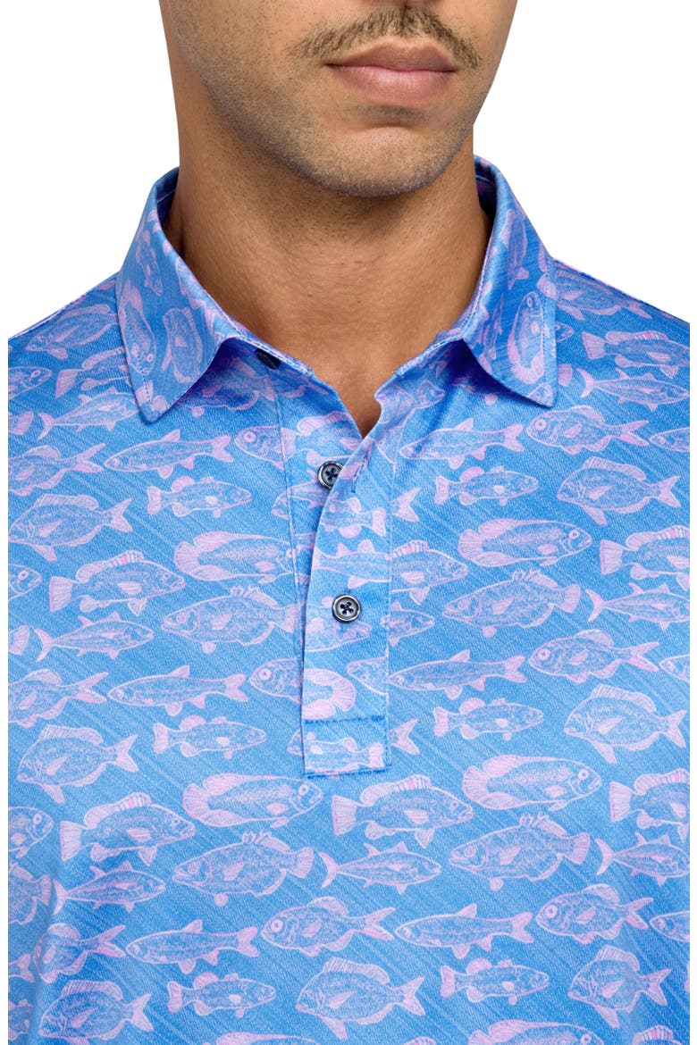 Regular Fit Regular Fit Fish Print Recycled Performance Golf Polo, Alternate, color, PINK