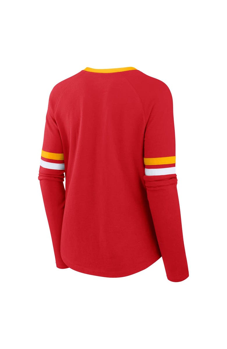 FANATICS Women's Fanatics Red Kansas City Chiefs Plus Size Lace-Up V-Neck Long Sleeve T-Shirt, Alternate, color,