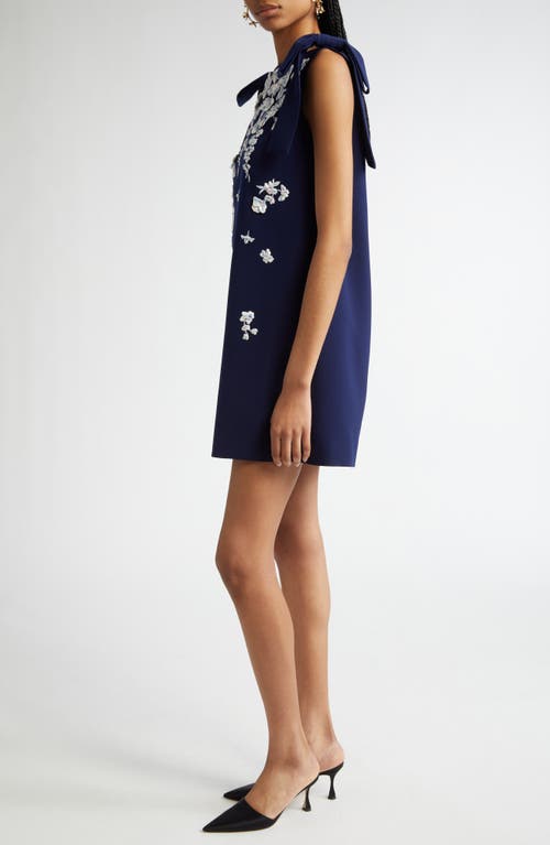Carolina Herrera Floral Embroidered Stretch Stretch Crepe Minidress